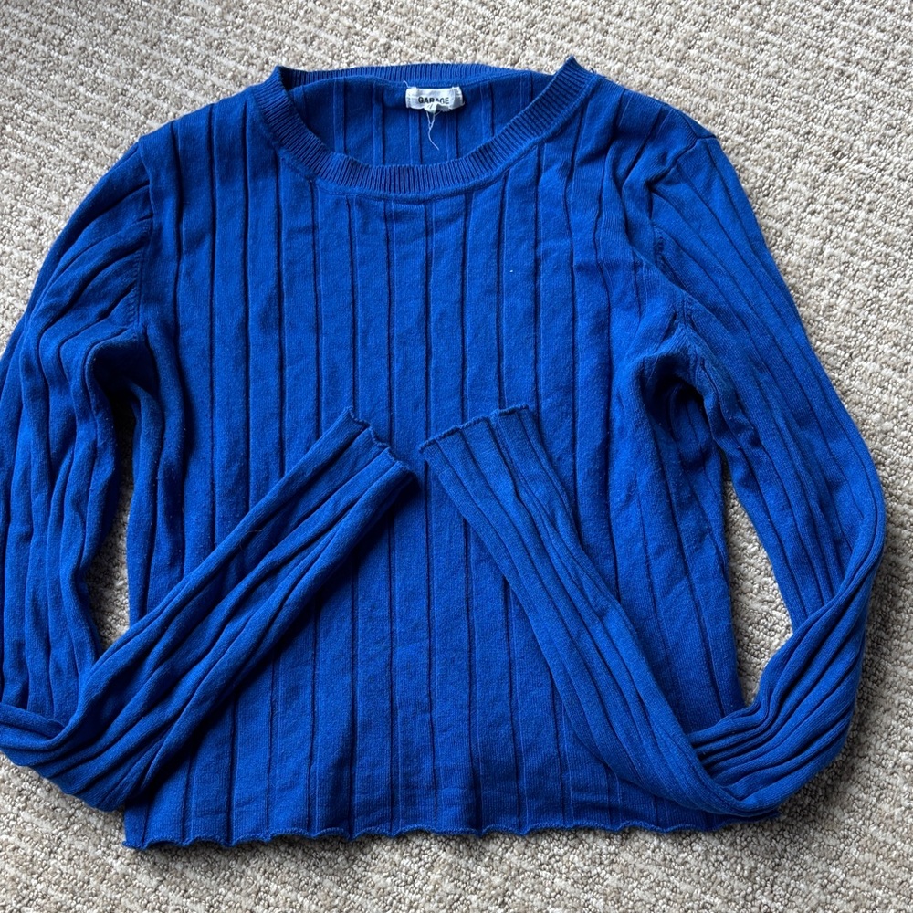 Garage Royal Blue Ribbed Sweatshirt